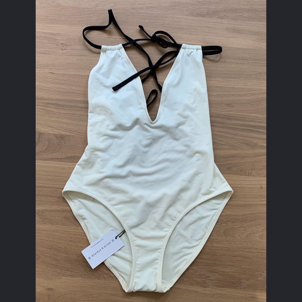 Solid & Striped Alexandra Cream One Piece Swimsuit